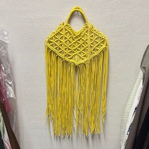 Summer & Rose Yellow Macrame Hobo Bag